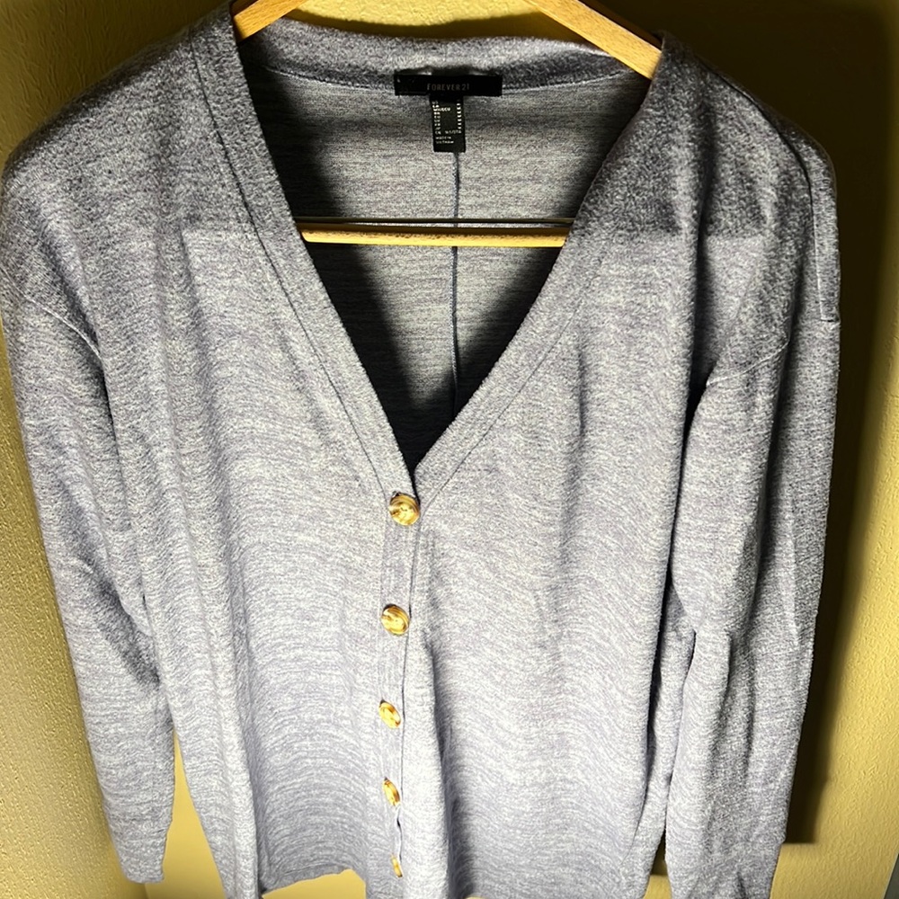Forever 21 Women’s Lightweight Button Front Cardigan Color Purple Size Medium